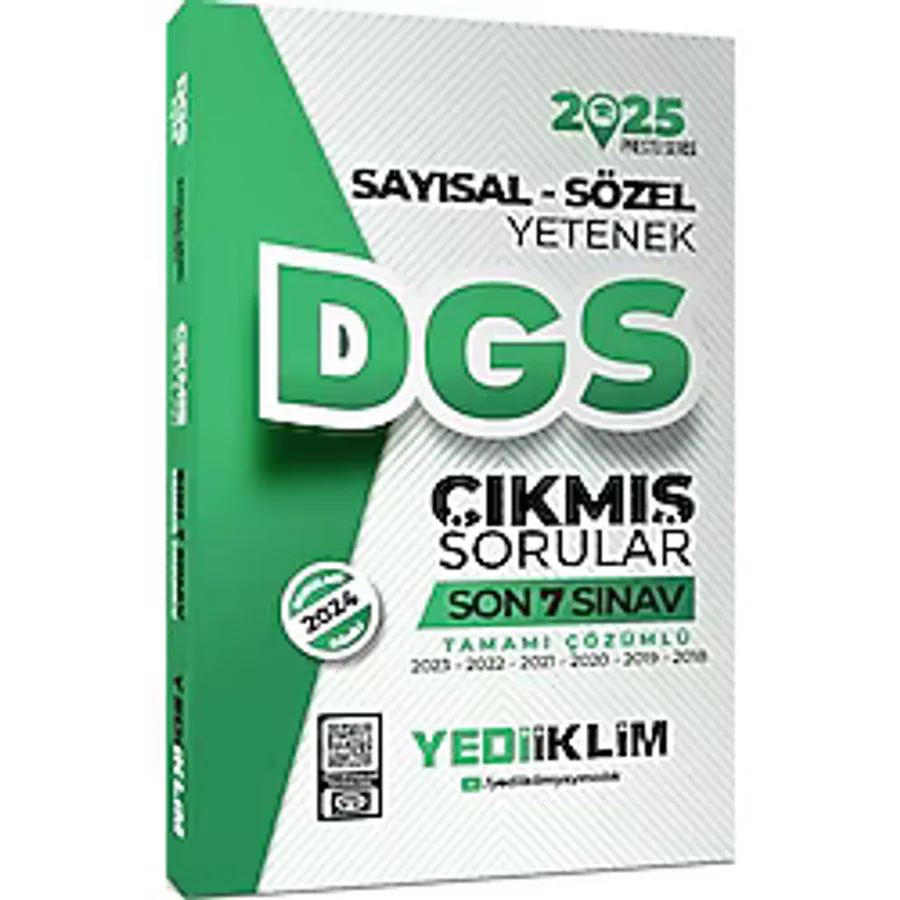 Yediiklim Yayınları 2025 Dgs Sayısal Sözel Yetenek Tamamı Çözümlü Son 7 Sınav Çıkmış Sorular