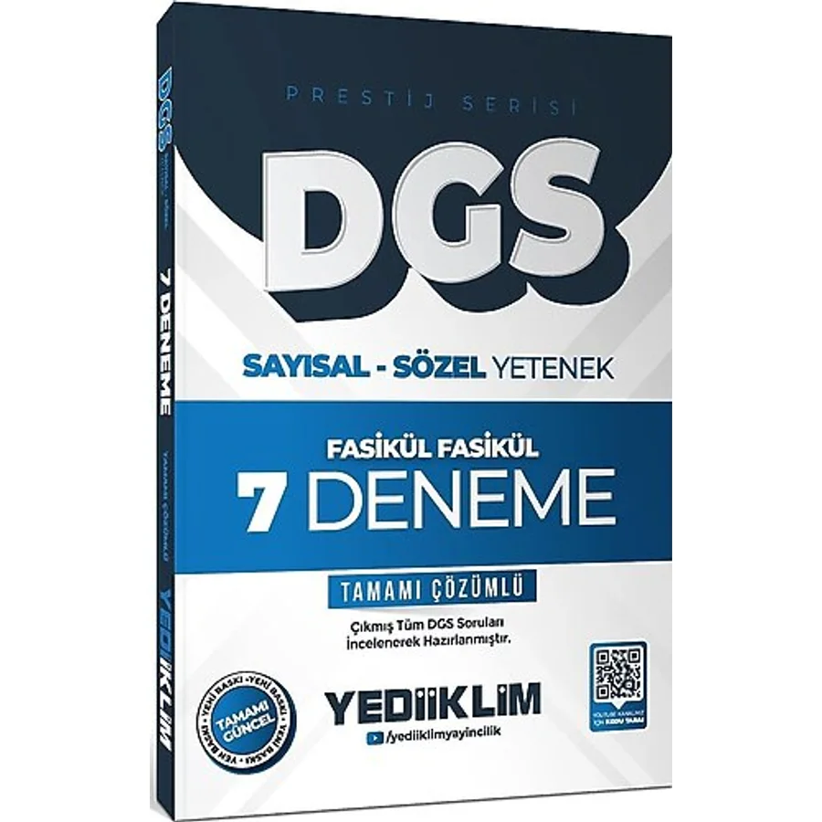 Yediiklim Yayınları 2026 DGS Tamamı Çözümlü 3 Yıldız Deneme