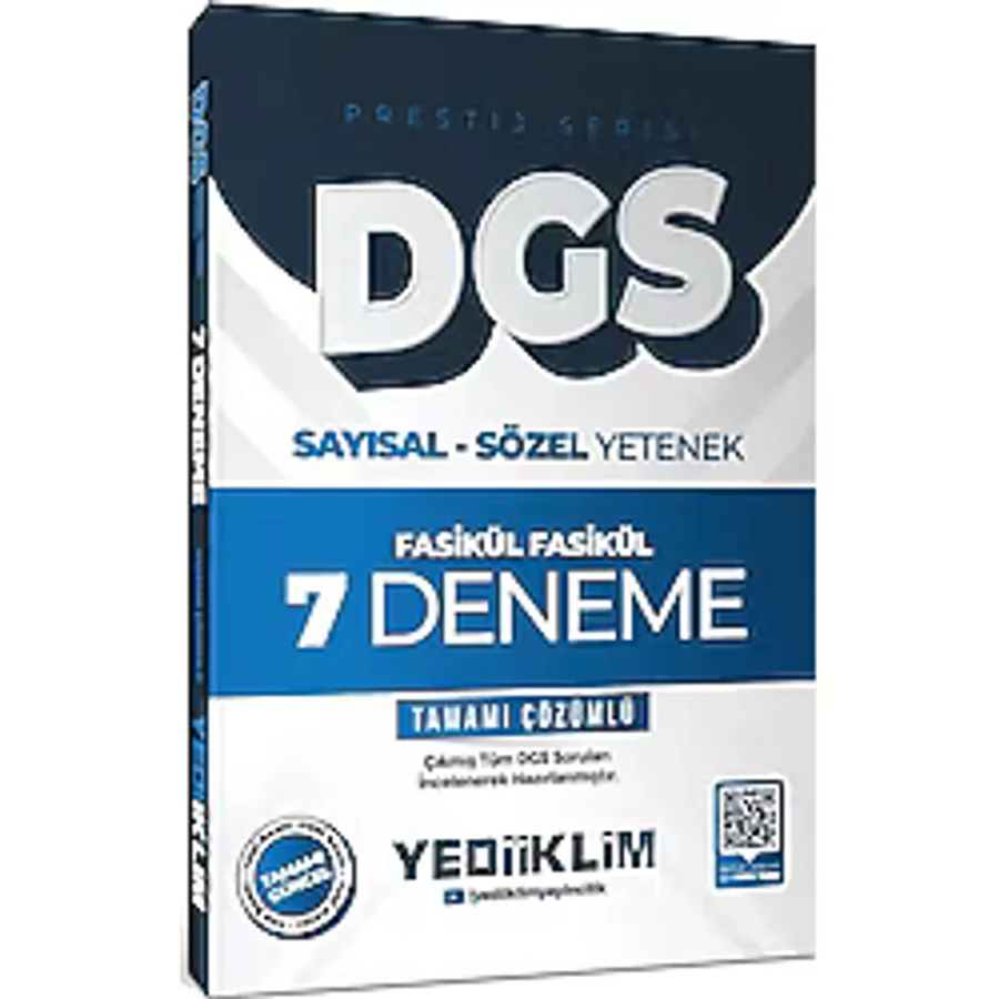 Yediiklim Yayınları 2026 DGS Tamamı Çözümlü 3 Yıldız Deneme