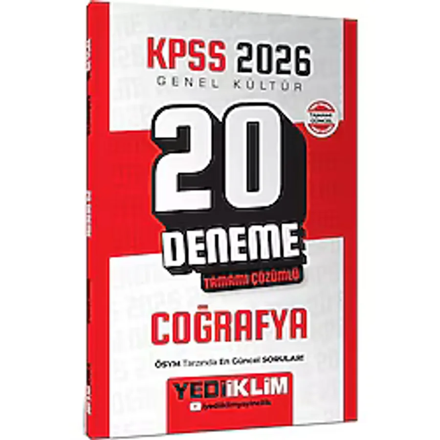 Yediiklim Yayınları 2026 KPSS Genel Kültür Coğrafya Tamamı Çözümlü 20 Deneme