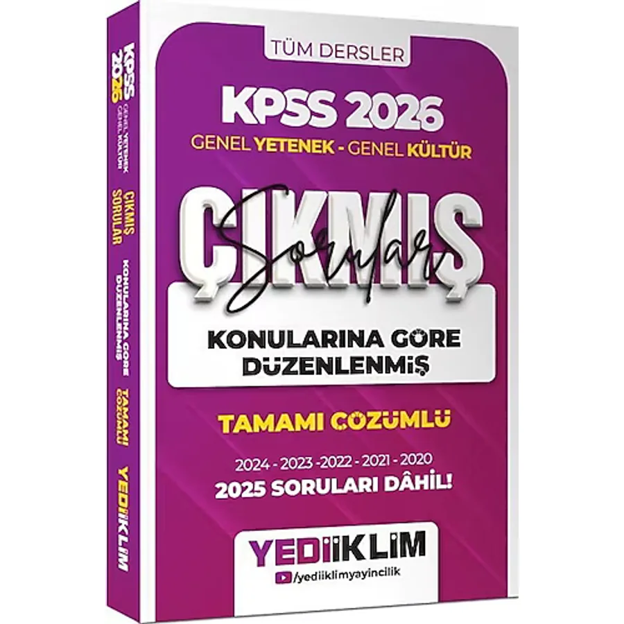 Yediiklim Yayınları 2026 KPSS Genel Yetenek Genel Kültür Konularına Göre Düzenlenmiş Tamamı Çözümlü Çıkmış Sorular