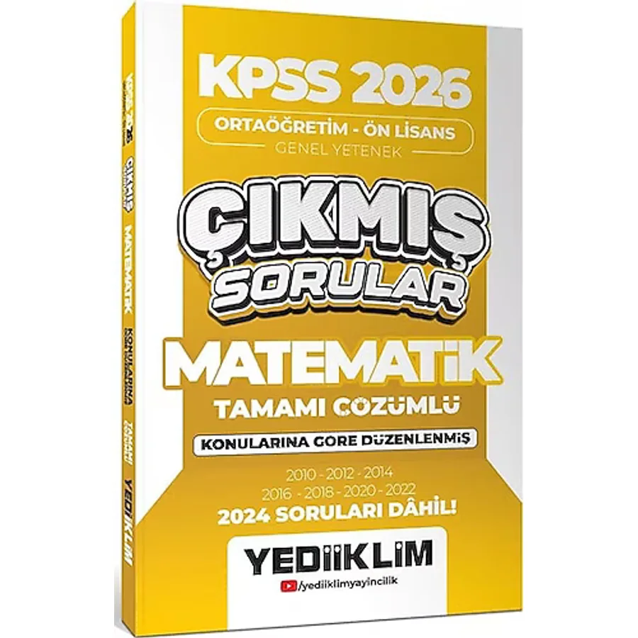 Yediiklim Yayınları 2026 KPSS Ortaöğretim Önlisans Matematik Konularına Göre Çıkmış Sorular
