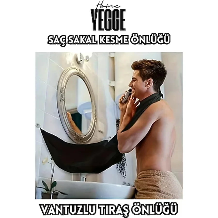 YEGGE Saç Sakal Kesme Tıraş Önlüğü - Vantuzlu Traş Önlüğü