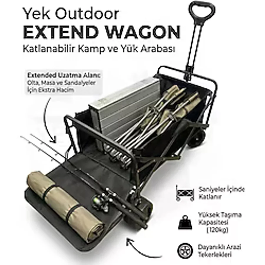 Yek Outdoor Extend Wagon Katlanabilir Kamp ve Yük Arabası