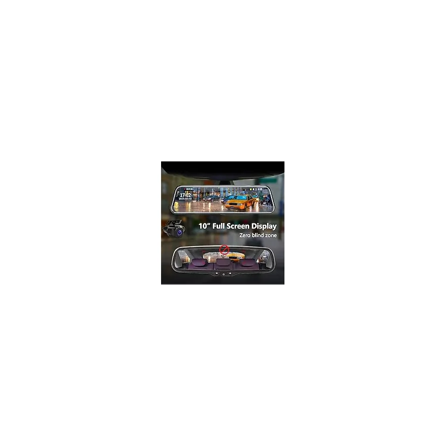 Yellowtech 9.66 İnç Araç Dikiz Aynası Kamera Uyumlu 4K Full HD Çift Lensli Geri Görüş ve Yol Kayıt Sistemi