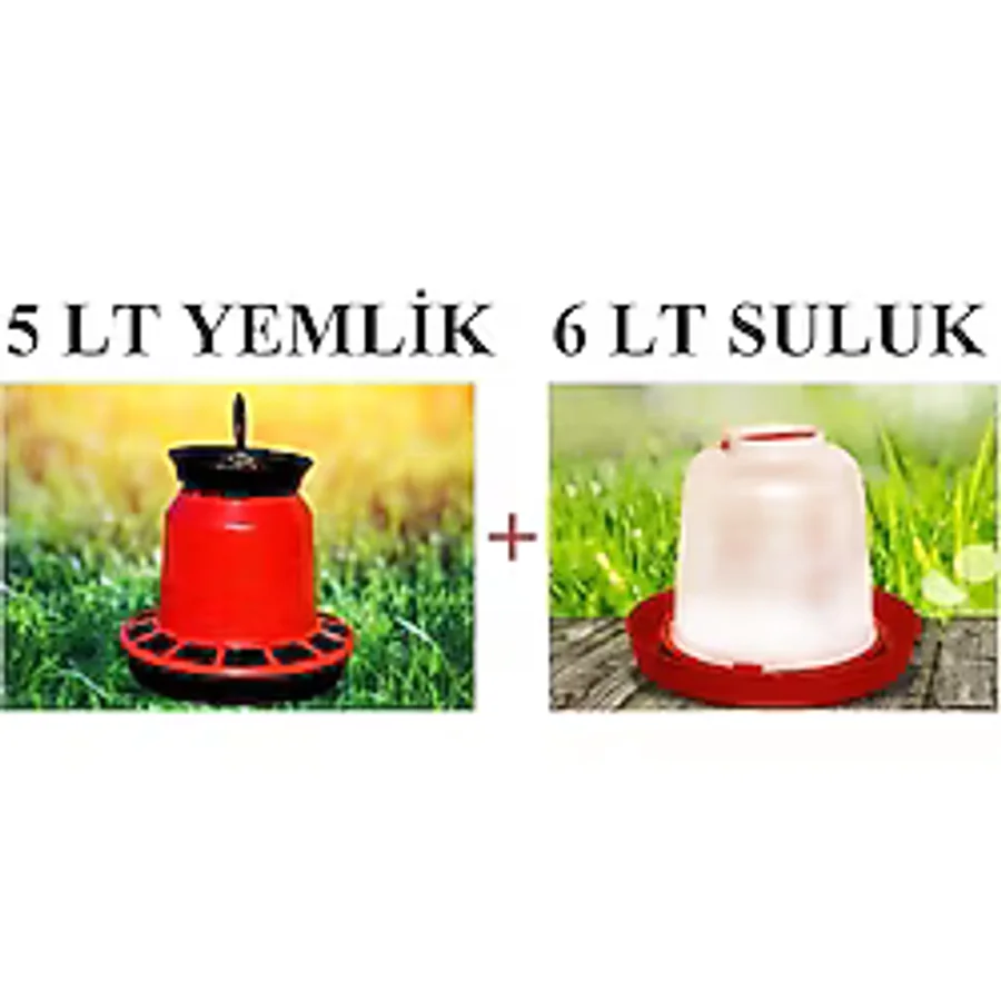 Yemlik + Suluk 2' Li Set 5 Lt Yemlik + 6 Lt Suluk Tavuk Yemliği Tavuk Suluğu Kuş Ve Kanatlı Hayvan