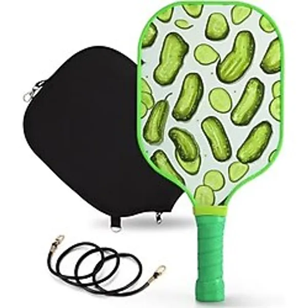 Yeni Başlayanlar/Anında/İleri Düzeyde Oyuncular için Eğlenceli Pickleball Kürek. Hafif Fiberglas Turşu Küreği Ter Dayanıklı Yastık Rahat Kavrama, Taşıma Çantası ve Kayışlı. Turşu Topu Küreği