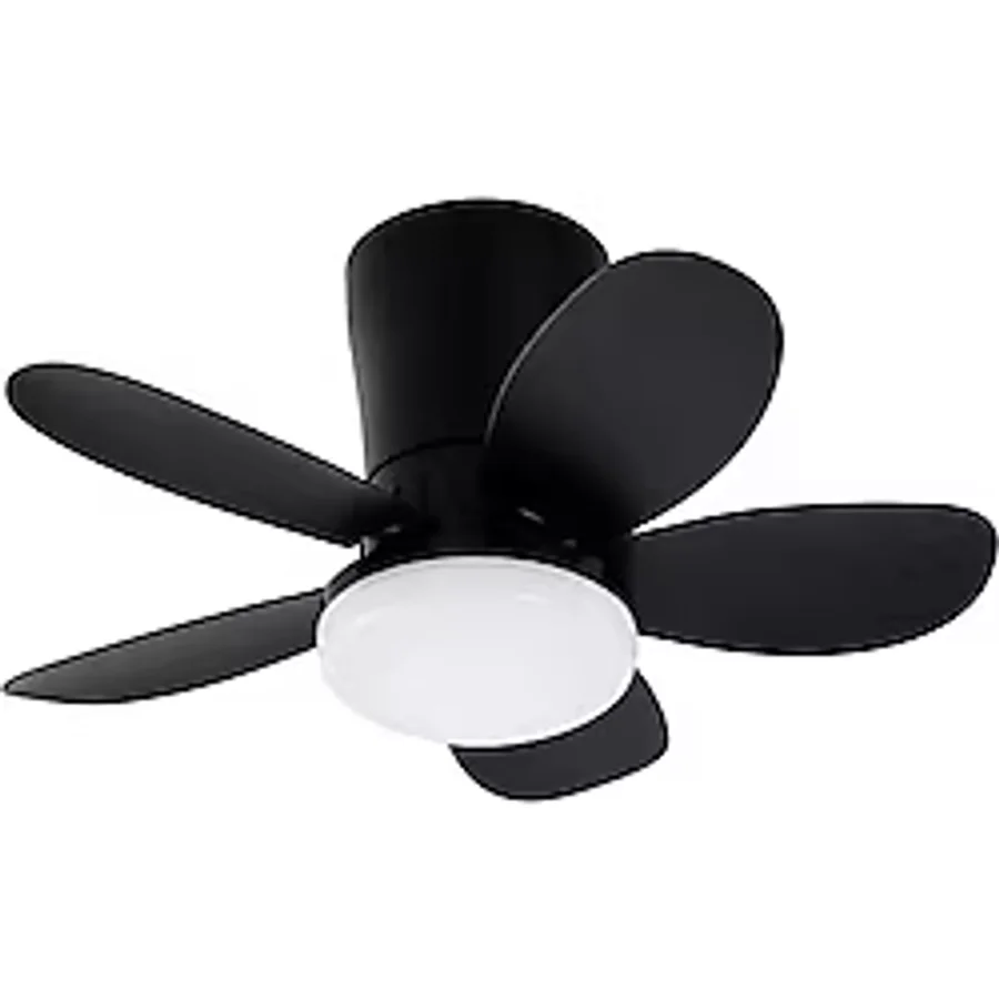 Yeni Nesil Tavan Vantilatörü 64 cm Toplam Çap - 6 Kademeli, 3 Işık Renkli, Kumandalı, Sessiz Fan (Tavana Vidalı Montaj) Avize (Siyah-Siyah)