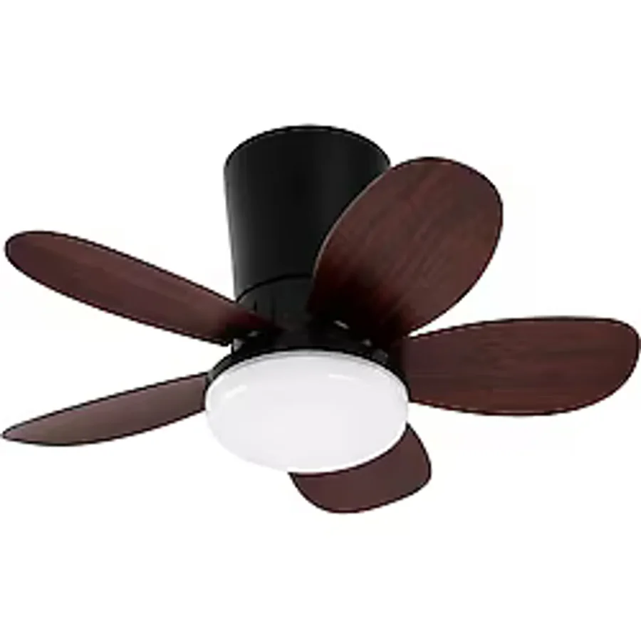 Yeni Nesil Tavan Vantilatörü 64 cm Toplam Çap - 6 Kademeli, 3 Işık Renkli, Kumandalı, Sessiz Fan (Tavana Vidalı Montaj) Avize (Siyah-Kiraz)