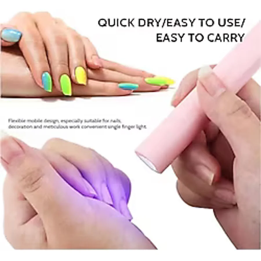 Yeni Tasarım Mini El Tipi Taşınabilir 3 W Usb Şarjlı Pembe Tırnak Oje Kurutucu Ultraviyole Mor Işık