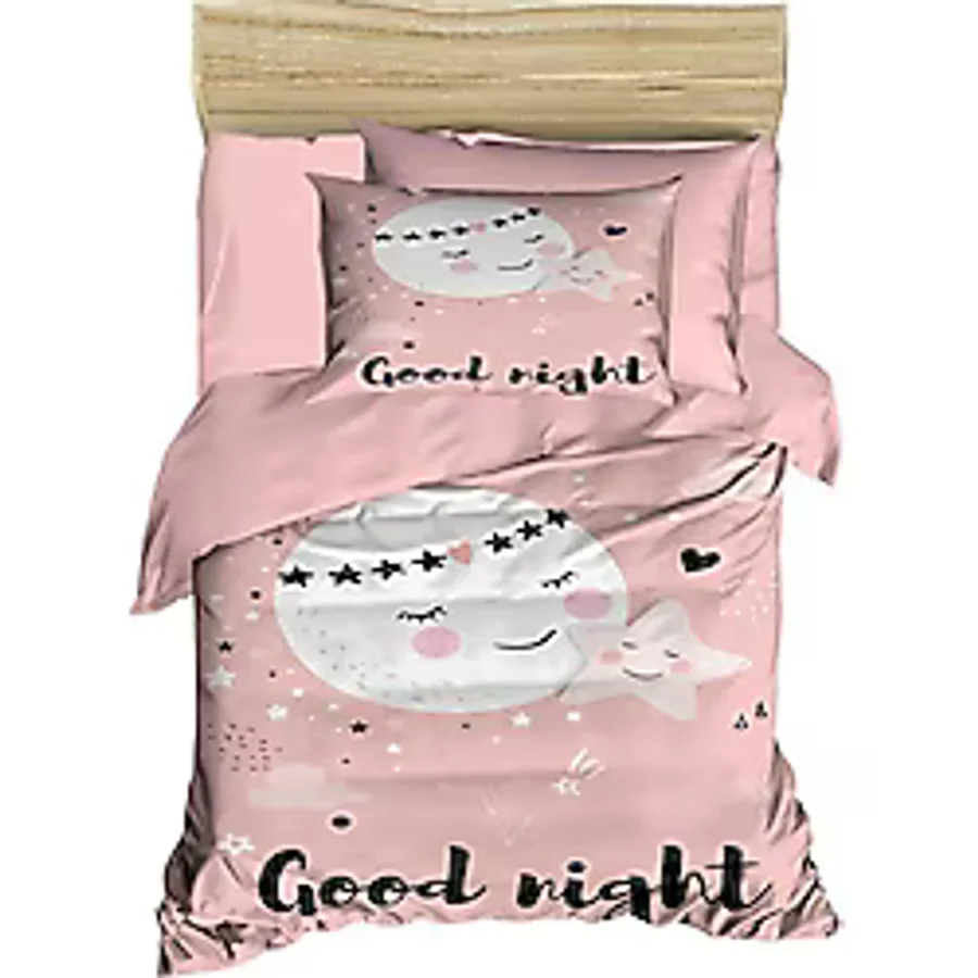 Yenidoğan Kız Bebek Nevresim Takımı 100 Pamuklu Good Night