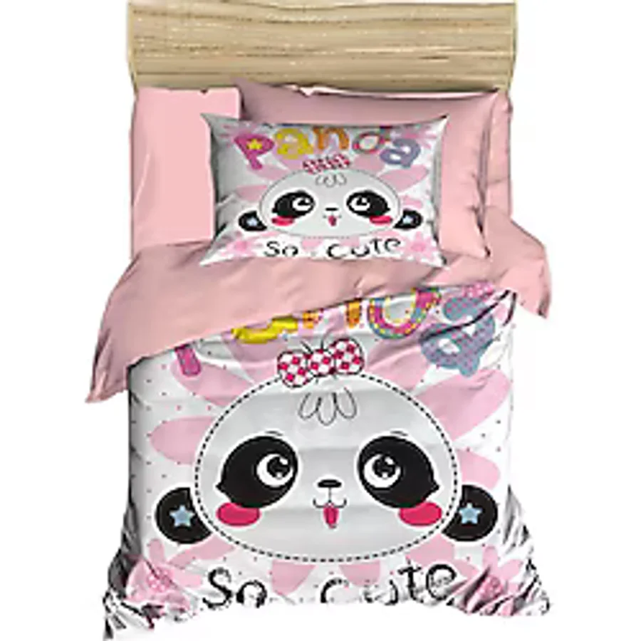 Yenidoğan Kız Bebek Nevresim Takımı 100 Pamuklu Panda So Cute