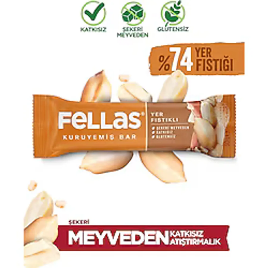 Yer Fıstıklı Kuruyemiş Bar 30g x12 Adet