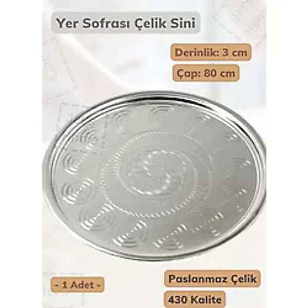 Yer Sofrası Sini 80 cm Çelik Tepsi Tepsi Paslanmaz