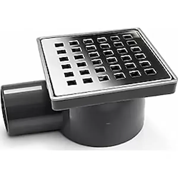 Yer Süzgeci 10x10 Krom Izgaralı Çekvalfli 50 mm Çıkışlı Paslanmaz Banyo Duş Gideri