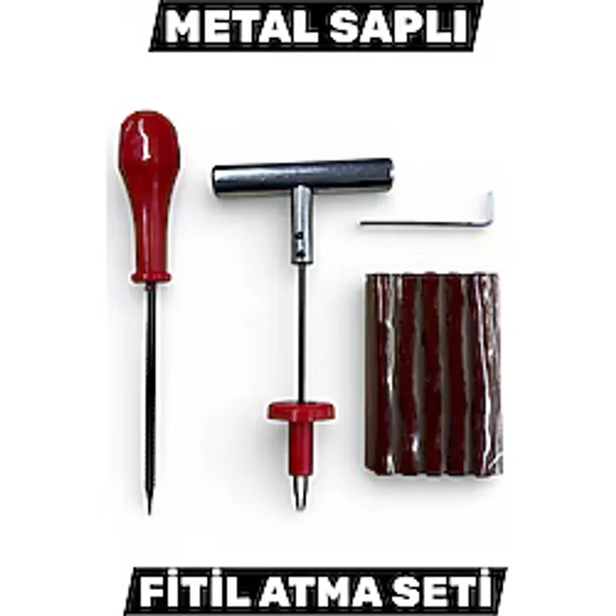 Yerli Metal Saplı Fitil Atma Seti - Lastik Tamir Kiti (Profesyonel Kullanım)