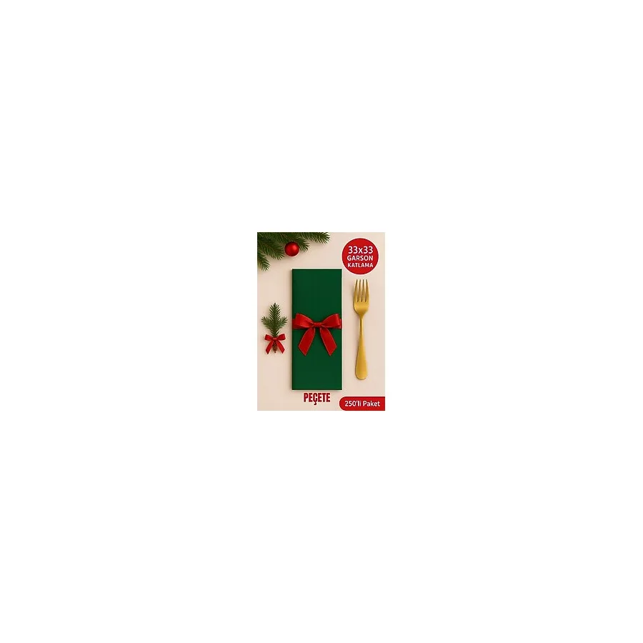 Yeşil Garson Katlama Kağıt Peçete 33x33 cm 250'li Paket Yeşil Renkli Peçetesi