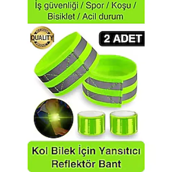 Yeşil Reflektör El Ayak Kol Bant Yansıtıcı Bandı İş Güvenliği Görünürlük Koşu Yürüyüş Bisiklet