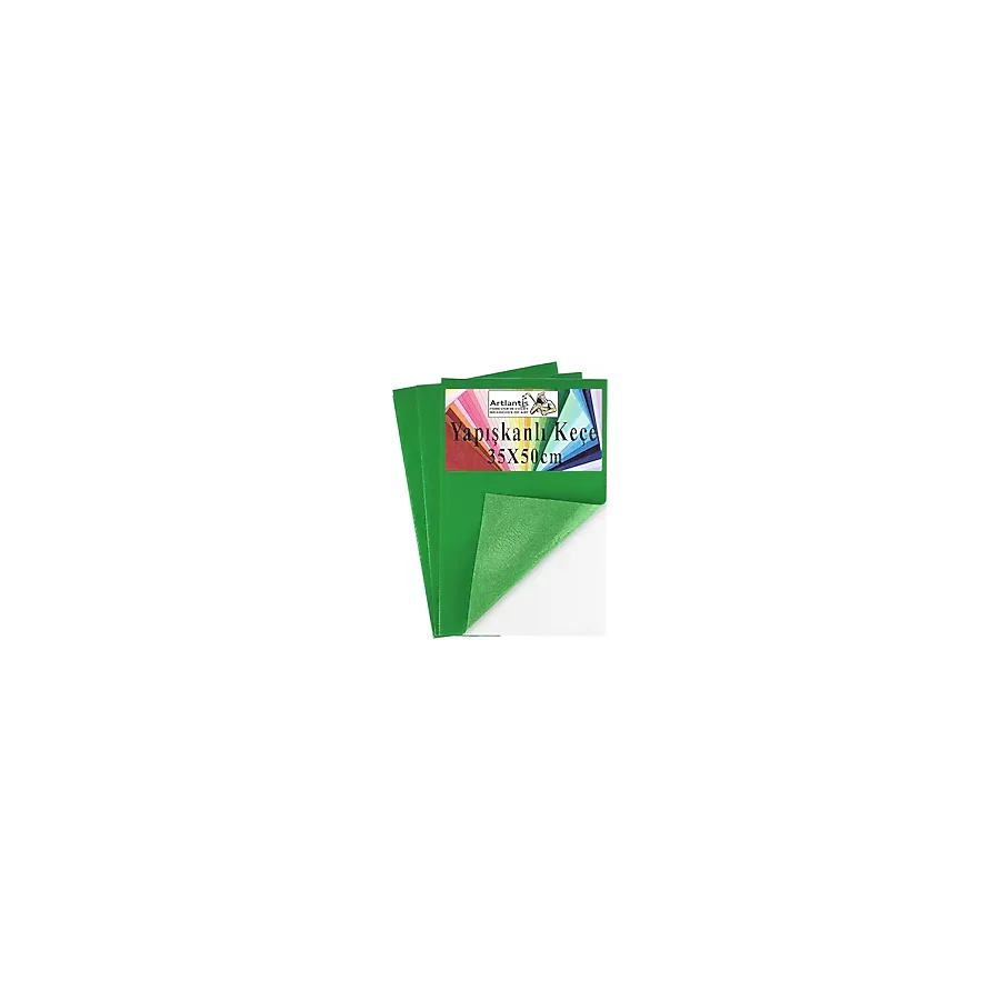 Yeşil Yapışkanlı Keçe 35X50 Cm 3 Adet 2.0 Mm Kendinden Yapışkanlı Renkli Hobi Keçesi Elişi Keçe Kumaşı Anasınıfı