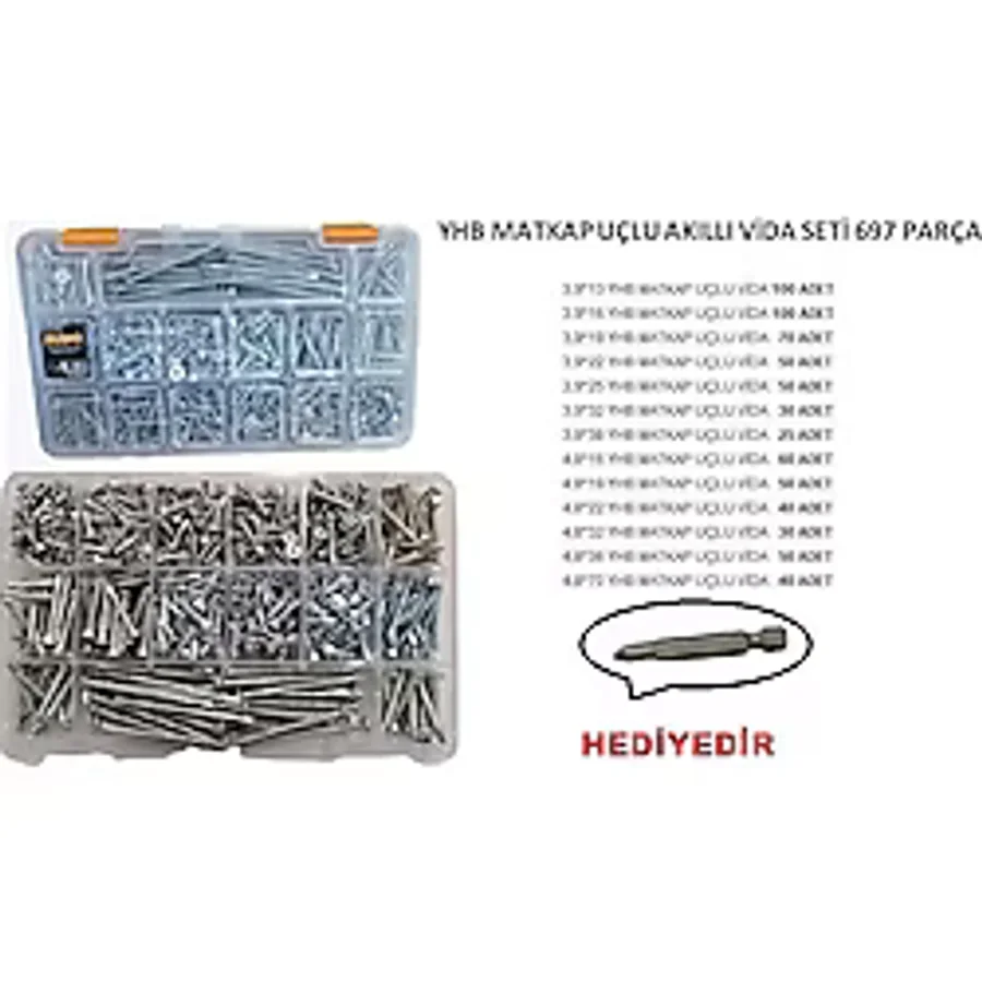 YHB MATKAP UÇLU AKILLI VİDA SETİ 697 PARÇA