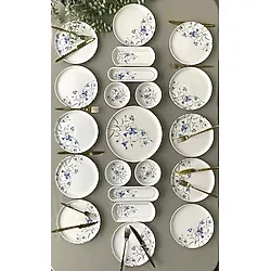 Yiğit Seramik Züccaciye Çiğdem Blue Model 12 Kişilik 21 Parça Kahvaltı Takımı