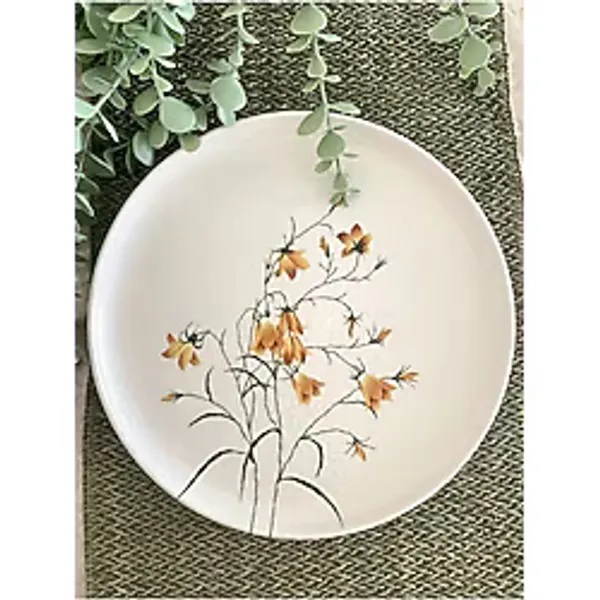 Yiğit Seramik Züccaciye Sarı Çiğdem 26 cm Büyük Yuvarlak Servis&Sunum Tabağı