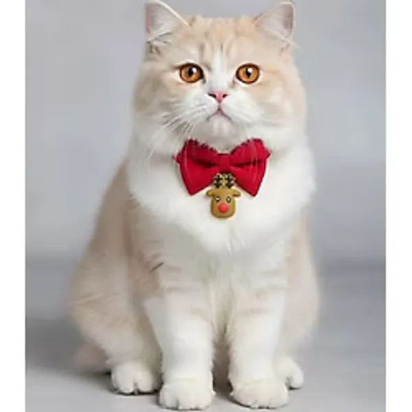 Yılbaşı Geyiği Kedi Papyon Tasması Kırmızı Fiyonk Boyun Aksesuarı Noel Temalı Kedi Süsü