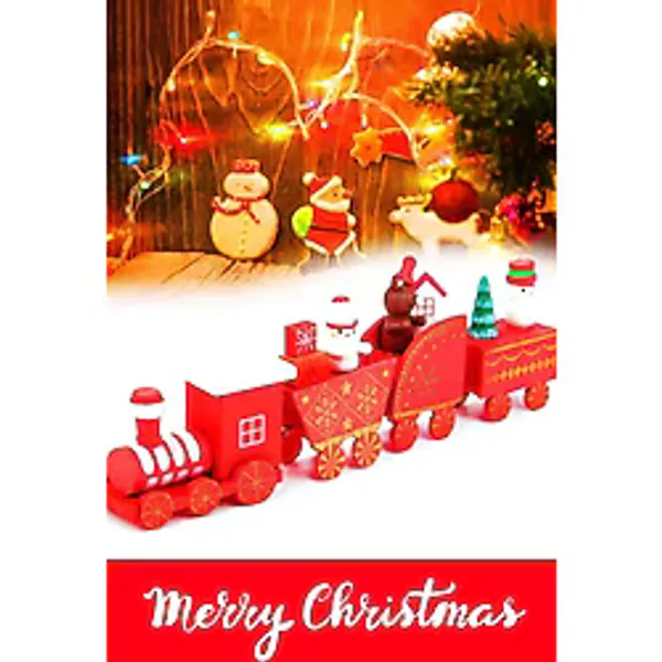 Yılbaşı Süsü Dekoratif Ahşap Noel Treni - Dekoratif ve Hediyelik 20 cm