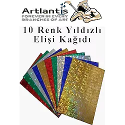 Yildizli Elisi Kagidi A4 10 Renk 1 Paket Yildiz El İsi Kagidi 10 Lu Kres Ana Sinifi Okul Oncesi Sinif Malzemesi