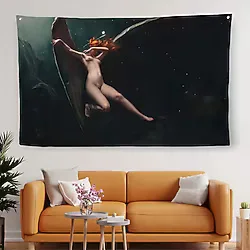 Yıldızlı Gökyüzü Altında Bir Peri Kanvas Duvar Örtüsü Halısı Klasik Sanat Duvar Örtüsü Halısı 5383