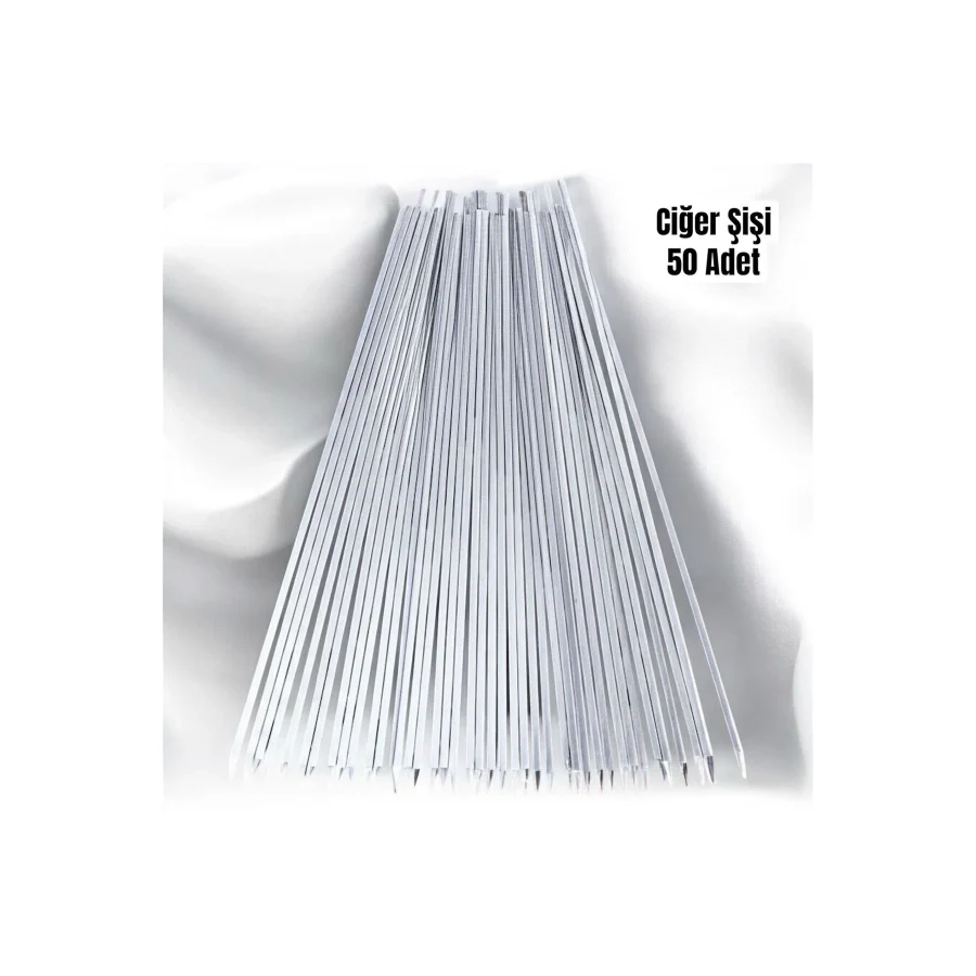 YILMAZNARGİLE Ciğer Şişi 50 Adet 55 cm ,Et Mangal Yassı şiş (uzunluk 55 cm ),Mangal Aksesuarı Kebap,Ciğer,Kuşbaşı