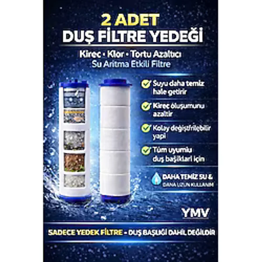 YMV 2 Adet Kireç Pas Tortu Arındırıcı Engelleyici Filtre Duş Başlığı Yedek Arıtma Filtresi