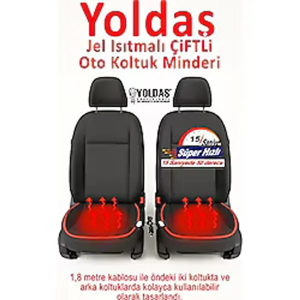 Yoldaş Jel Isıtmalı Oto Koltuk Minderi Çiftli Siyah