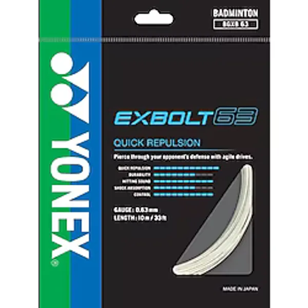 Yonex - Exbolt 63 - 0.63 - 10 M - Beyaz - Badminton Kordajı