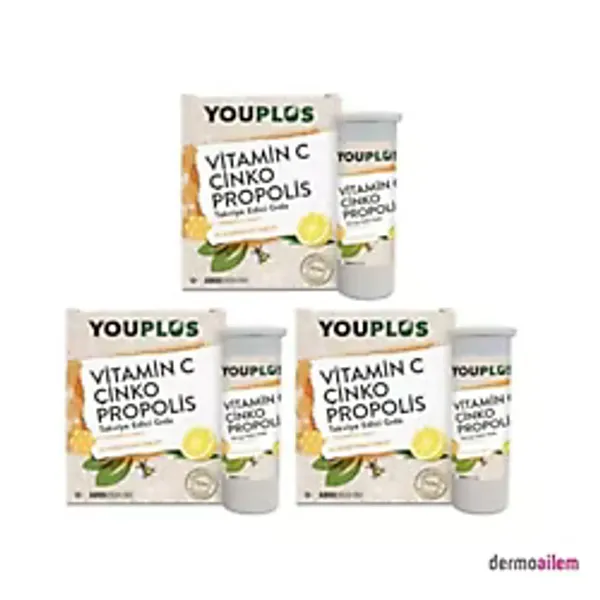 Youplus Vitamin C Çinko Propolis 20 Efervesan Tablet 3'lü