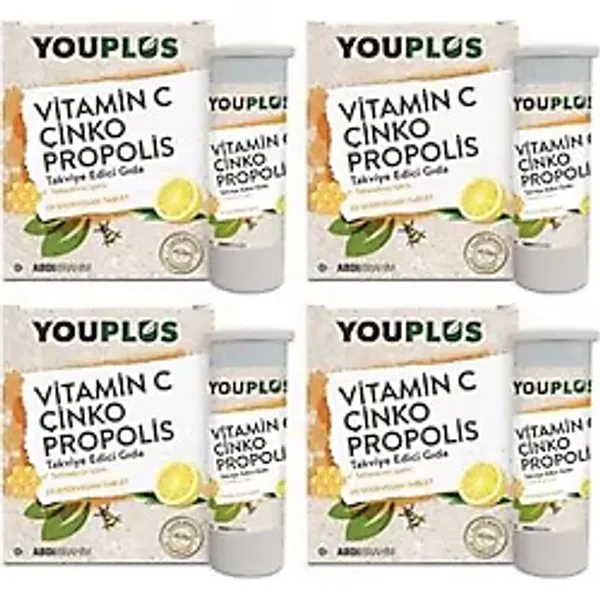 Youplus Vitamin C Çinko Propolis 20 Efervesan Tablet 4'lü