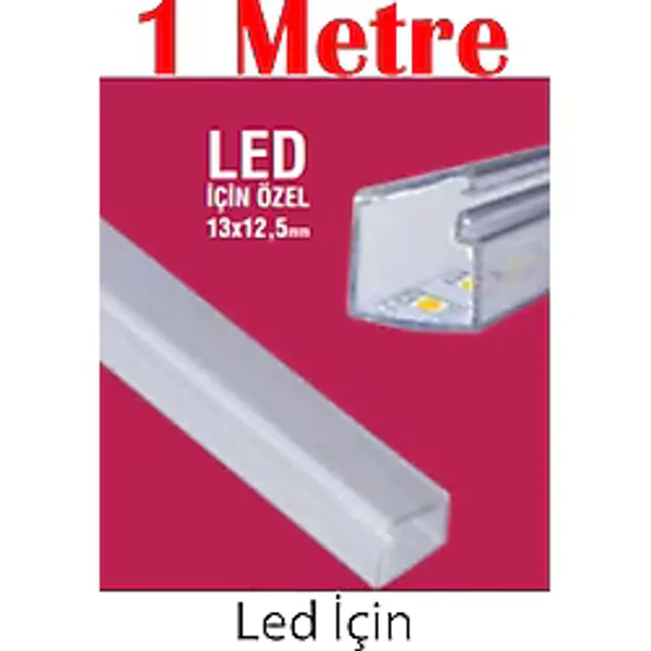 YTE 13 X12,5 mm Şeffaf Kapaklı Yapışkan Bantlı Kablo Kanalı 1mt LED İçin Aksesuar