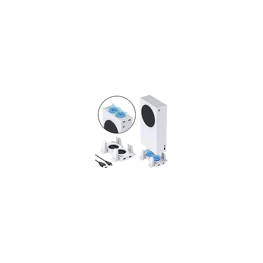 YUANHOT Xbox Series S ile Uyumlu Soğutma Standı, Çift Amaçlı Soğutma Fanı Soğutucu Sistemi Dock İstasyonu Aksesuarları, 3 Kademeli Ayarlanabilir Hız ve 2 Ekstra USB Bağlantı Noktası (Yalnızca Xbox