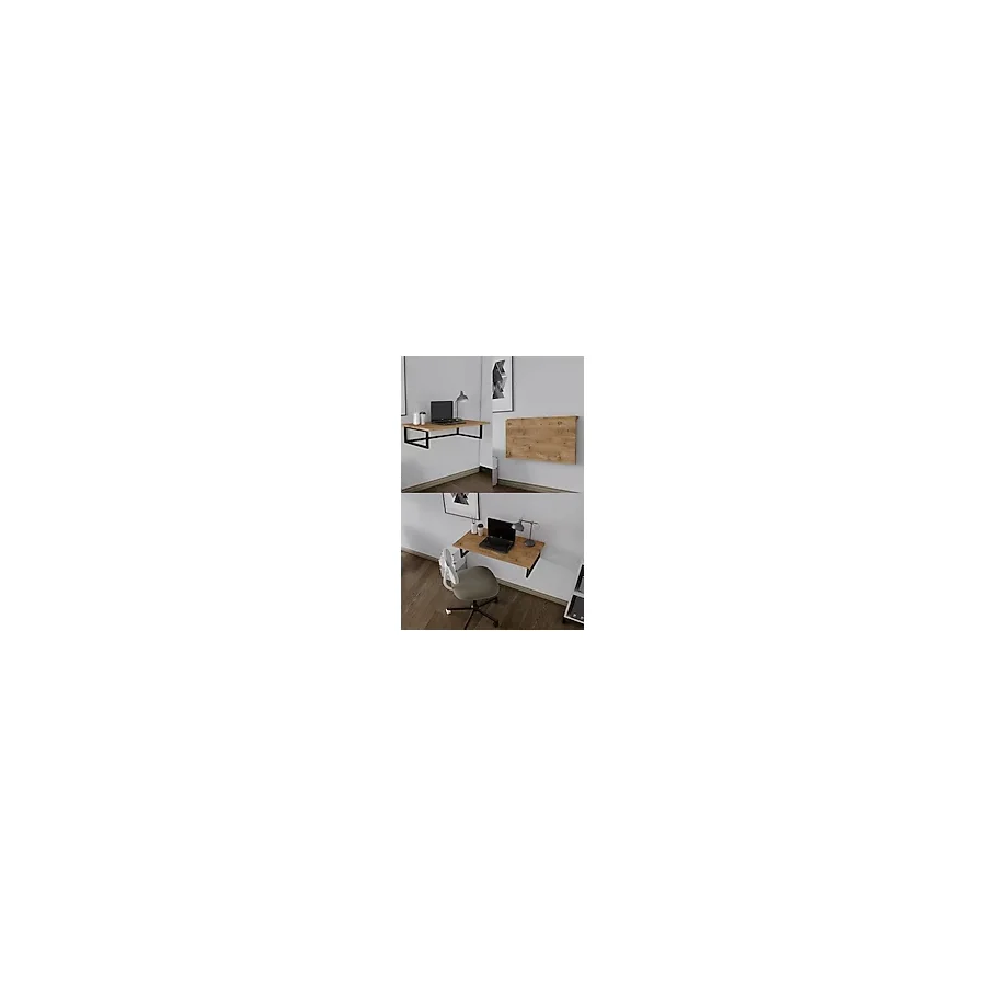Yüceer Home Duvara Monte Katlanabilir Pratik Çalışma Masası Bilgisayar Masası Çizim Masası - 50x80 - Atlantik Çam