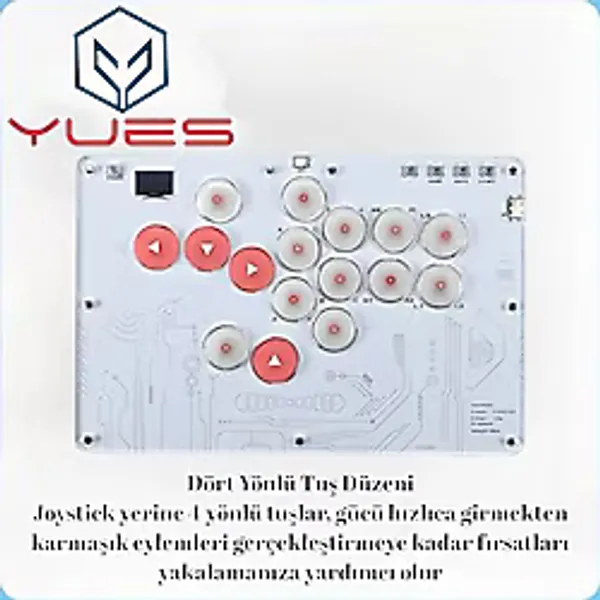 YUES Fighting Stick Arcade Stick PS4/PS3/PC/Steam/Android/iOS Uyumlu, RGB Aydınlatmalı Arcade Joystick, Dövüş Oyunları İçin Kablolu Oyun Kontrolcüsü