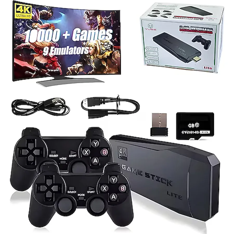 YUES M8 Oyun Konsolu 4k 64 Gb Oyun Yüklü Çift Kollu Hdmi Uyumlu Retro Atari