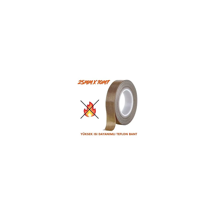 Yüksek Isı Dayanımlı Yapışkanlı Teflon Bant 25mmx10mt
