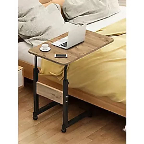 Yükseklik Ayarlı Dikey Laptop Ve Servis Sehpası - Atlantik Çam (TEKERLİ) Oval Kenar
