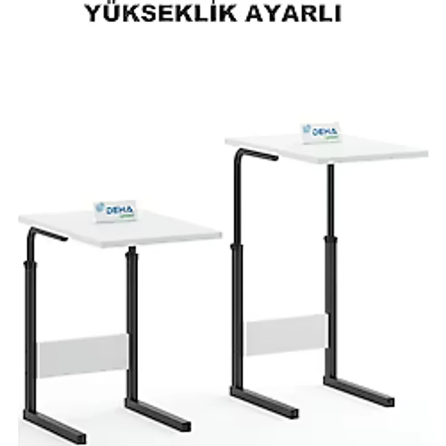 Yükseklik Ayarlı Hasta Yemek Masası Laptop Yatak Sehpası Koltuk Masası - Siyah - Beyaz - 1