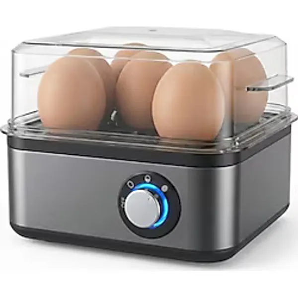 Yumurta Pişirme Makinesi, Sesli Uyarı Sistemi, 3 Farklı Kıvam Ayarı, 8 Yumurta Haşlama ve 4 Yumurta Pişirme Kapasitesi, 500W Güçlü Motor, Ev Ofis Restoran İçin Uygun Otomatik Yumurta Haşlama Cihazı