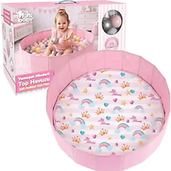 Yumuşak Minder Tabanlı Top Havuzu ve 100 Adet Top - Pembe