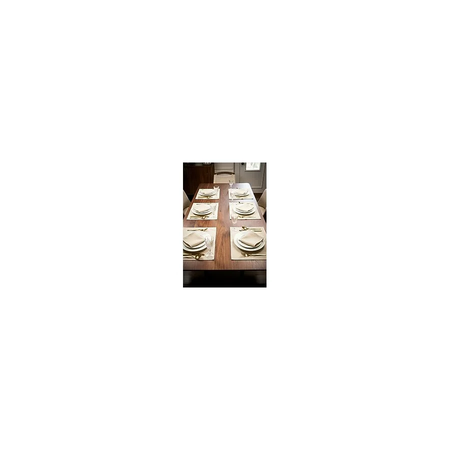 YUNUSOĞLU HOME 12 Parça Masa Düzenleme Seti - 6'lı Amerikan Servis + 6'lı Peçete - Premium Kumaş, Şık Sofra Takımı - 35 x 45 - Krem
