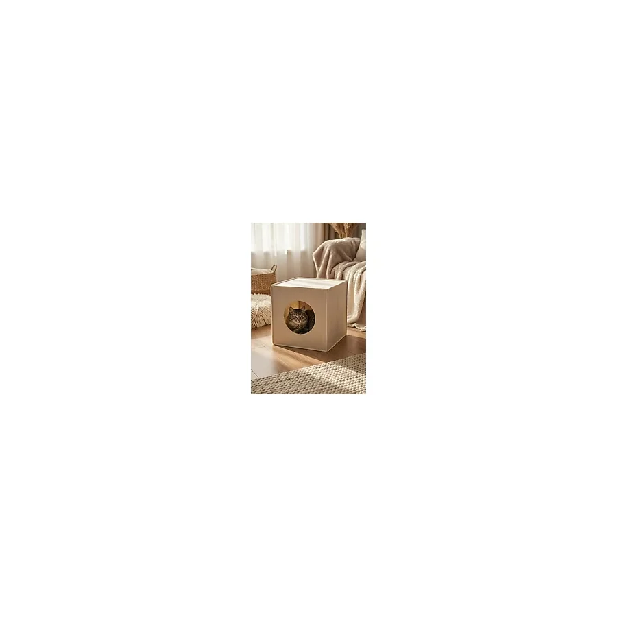 Yunusoğlu Home Keçe Kedi Yuvası Organizer Düzenleyici Katlanabilir - Oval Kedi Evi - Bej