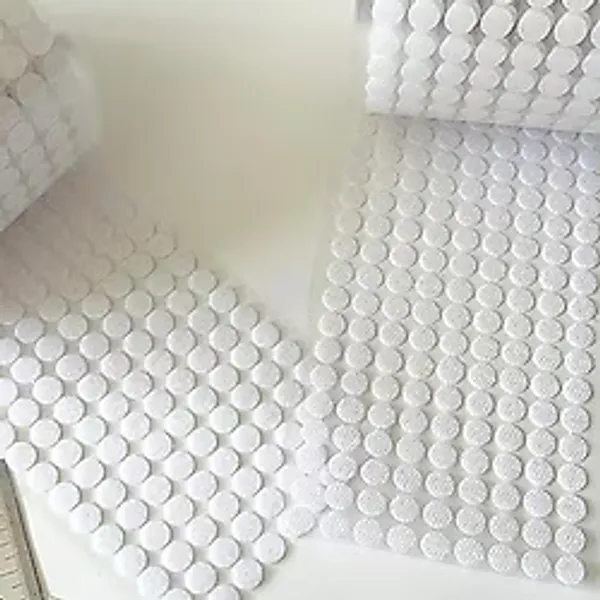 Yuvarlak Kendinden Yapışkanlı Cırt Bant - Arkası Güçlü Yapışkanlı Cırt Cırt Bant Seti (Beyaz, 1 cm 6000 Adet)