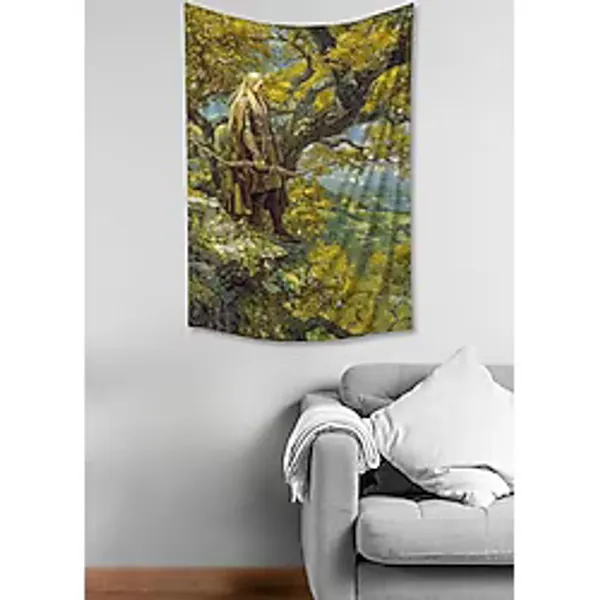 Yüzüklerin Efendisi Legolas Desenli Duvar Örtüsü Duvar Halısı Tapestry Süetimsi Dokulu%100 Polyester Kumaş